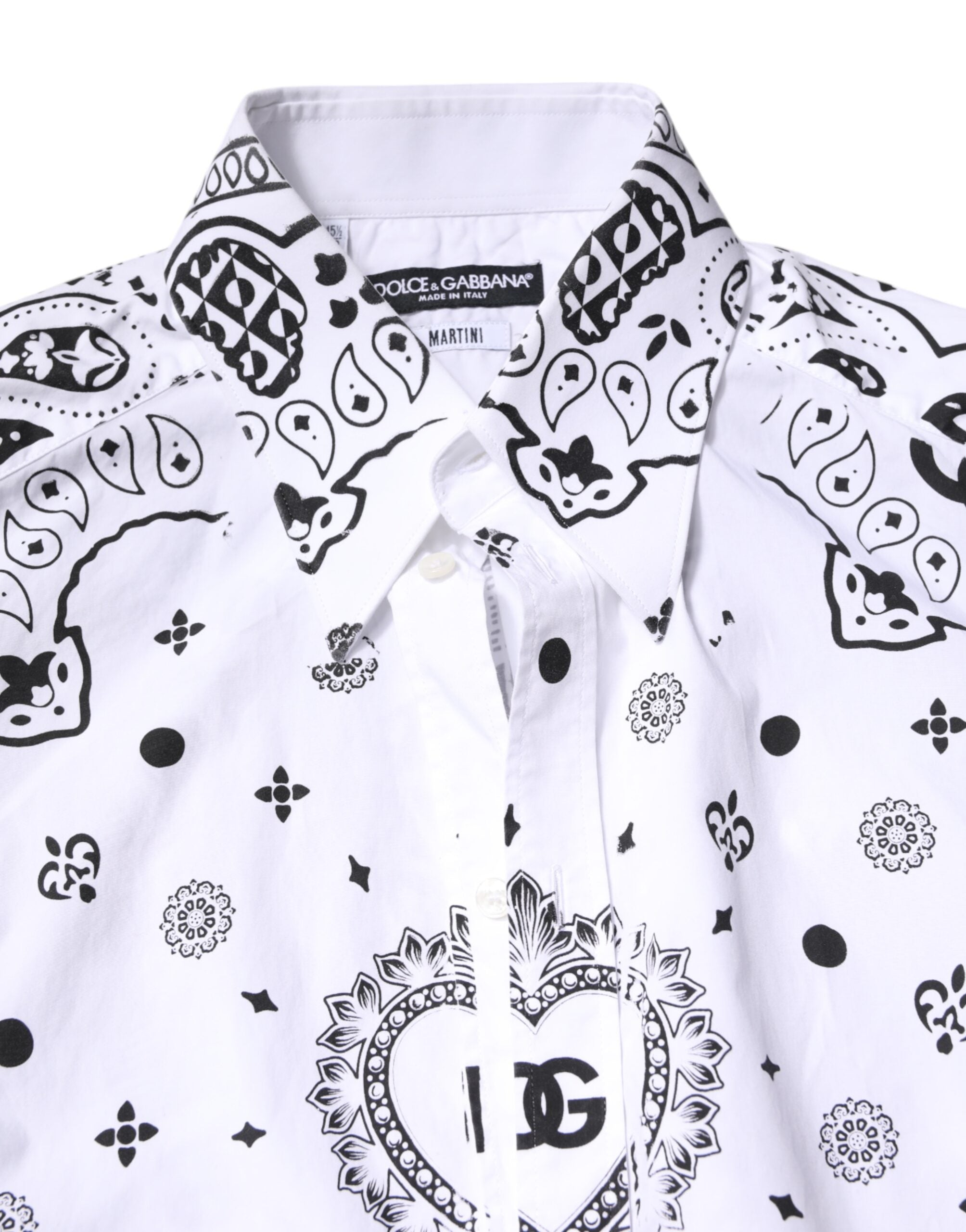 Dolce & Gabbana White Black Bandana MARTINI Men's Shirt